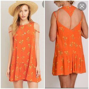 MINKPINK Orange Floral Sundress Honey Blossom Size XS